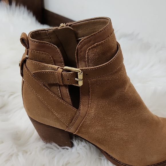 Sam Edelman Saddle Brown Maurine Suede Ankle Boots Harness Buckle - Picture 6 of 13